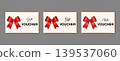 Red ribbon gift voucher set with elegant bow designs vector illustration 139537060