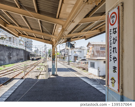 Station sign for Nagareyama Station on the Ryutetsu Nagareyama Line Station sign for Nagareyama Station on the Ryutetsu Nagareyama Line 139537064
