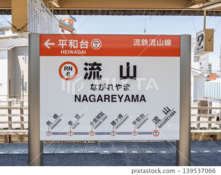 Station sign for Nagareyama Station on the Ryutetsu Nagareyama Line Station sign for Nagareyama Station on the Ryutetsu Nagareyama Line 139537066