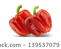 Two fresh red bell peppers on white background with clipping path 139537079