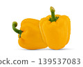 Two fresh yellow bell peppers on white background with clipping path 139537083