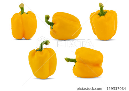 Fresh yellow bell peppers on white background with clipping path 139537084