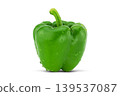Fresh green  bell pepper on white background with clipping path 139537087