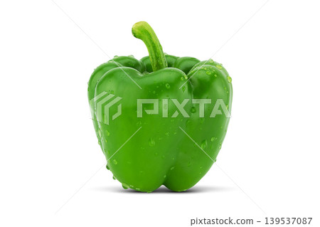 Fresh green  bell pepper on white background with clipping path 139537087