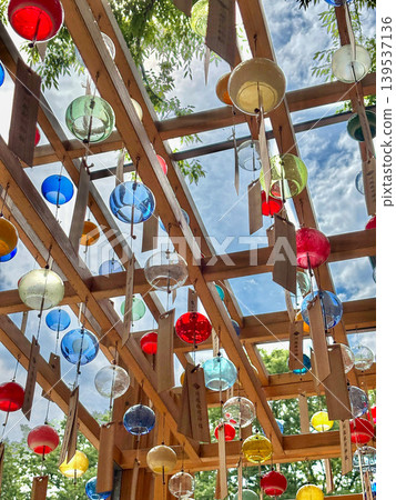 Corridor of Wind chimes ("furin"), located at Hikawa Shrine, Kawagoe, Japan Corridor of Wind chimes ("furin"), located at Hikawa Shrine, Kawagoe, Japan 139537136