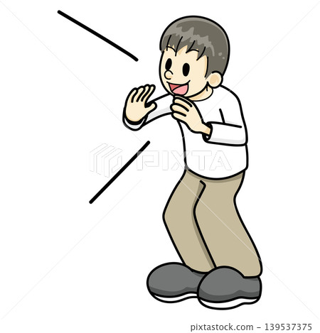 一個男人在喊叫(手繪,穿著黃色褲子) 一個男人在喊叫(手繪,穿著黃色褲子) 139537375
