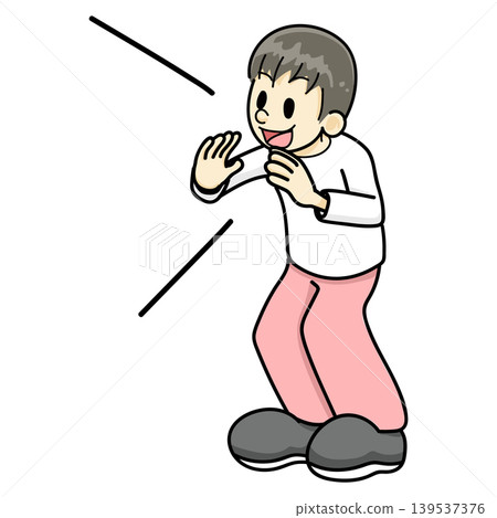 A man shouting (hand-drawn, wearing red pants) A man shouting (hand-drawn, wearing red pants) 139537376