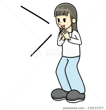 快樂的女人(手繪,穿藍色褲子) 快樂的女人(手繪,穿藍色褲子) 139537377