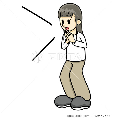 快樂的女人(手繪,穿黃色褲子) 快樂的女人(手繪,穿黃色褲子) 139537378