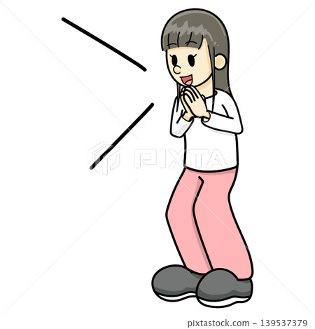 Happy woman (hand-drawn, red pants) Happy woman (hand-drawn, red pants) 139537379