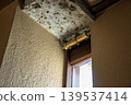 Details of the corners of Oya stone and the cylindrical brass lighting fixtures. 139537414