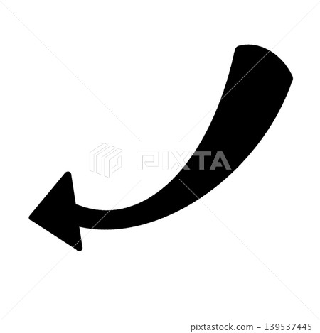 Bold black curved arrow icon pointing downwards for navigation and creative graphic design element Bold black curved arrow icon pointing downwards for navigation and creative graphic design element 139537445
