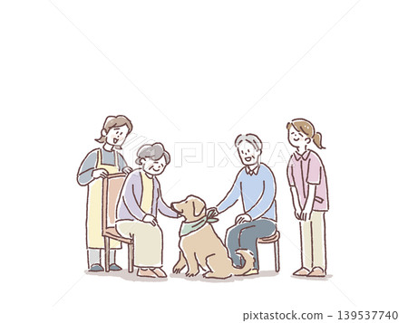 治療犬、老年人、護士、護理助理和護理人員 治療犬、老年人、護士、護理助理和護理人員 139537740