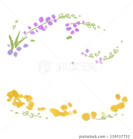 Hand-drawn illustration of purple flowers frame, decorative border, spring frame Hand-drawn illustration of purple flowers frame, decorative border, spring frame 139537752