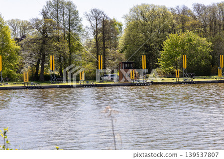 Canoe training area on Lyngby Lake near Copenhagen Denmark. 139537807