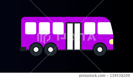 Purple bus with multiple axles and public transport shuttle bus charter bus 139538209