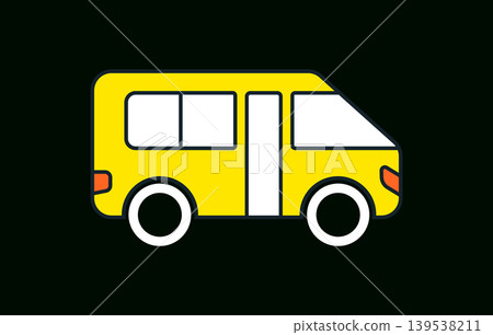 Simple yellow school bus icon on black background with public transport Simple yellow school bus icon on black background with public transport 139538211