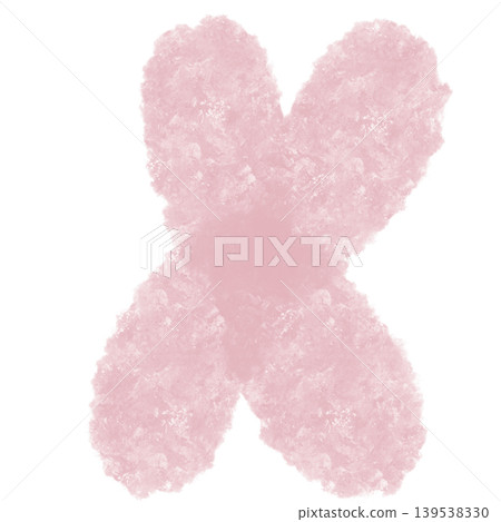 Soft pink watercolor letter X shape for alphabet education and creative artistic design background 139538330