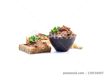savory liver spread served with fresh cucumber slices savory liver spread served with fresh cucumber slices 139538407