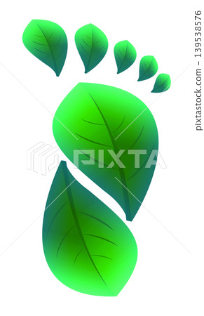 Ecological footprint made with green leaves Ecological footprint made with green leaves 139538576