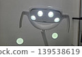 Overhead dental operatory light with led illumination and adjustable arms for clinic exam room background and medical brochure design 139538619