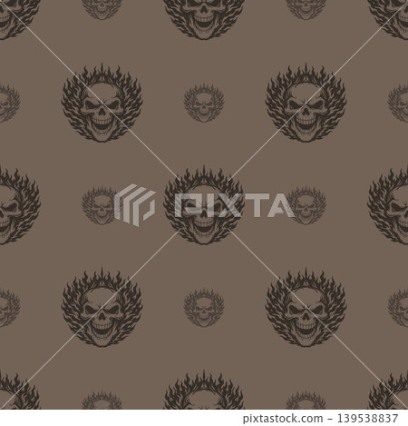 Vector pattern tribal skull logo with fire Vector pattern tribal skull logo with fire 139538837