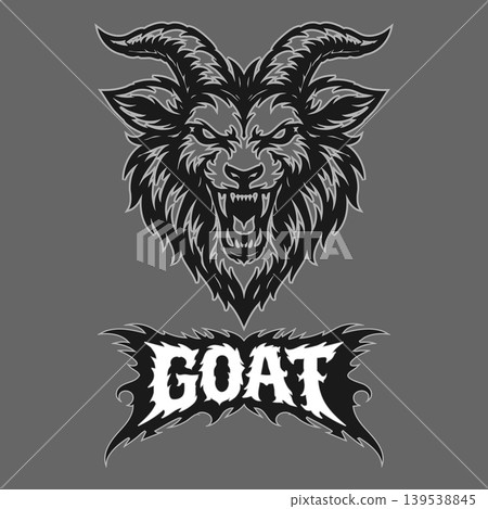 Vector tribal goat logo with text Vector tribal goat logo with text 139538845