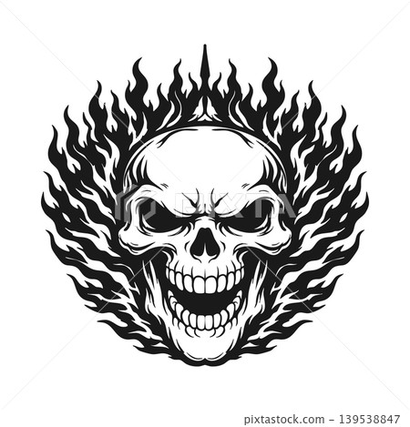 Vector tribal skull logo with fire Vector tribal skull logo with fire 139538847