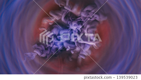 Blur swirling fluid. Paint background. Defocused pink purple color vapor flow fog liquid spreading on creative acrylic art abstraction. Blur swirling fluid. Paint background. Defocused pink purple color vapor flow fog liquid spreading on creative acrylic art abstraction. 139539023