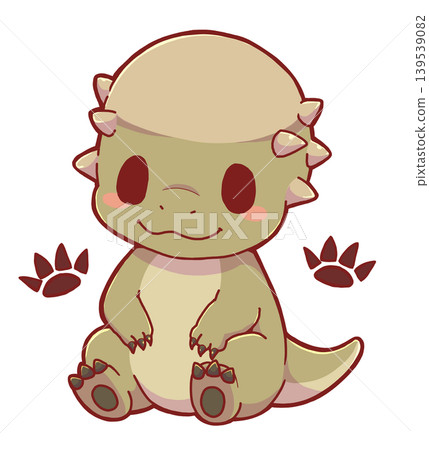 A cute, stylized Pachycephalosaurus and footprint mark. A cute, stylized Pachycephalosaurus and footprint mark. 139539082