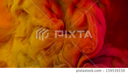 Smoke cloud. Paint background. Defocused red yellow color texture fume vapor warm bright splash spreading on art acrylic abstraction. Smoke cloud. Paint background. Defocused red yellow color texture fume vapor warm bright splash spreading on art acrylic abstraction. 139539150