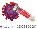 Test tube with hantavirus virus particle for hantavirus diagnosis, 3d rendering 139539225