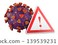Warning sign with hantavirus particle. 3d rendering 139539231