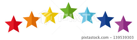 Colorful star icons set bright rainbow five point stars collection simple geometric shapes isolated vector illustration decorative symbols for rating award celebration design elements Colorful star icons set bright rainbow five point stars collection simple geometric shapes isolated vector illustration decorative symbols for rating award celebration design elements 139539303