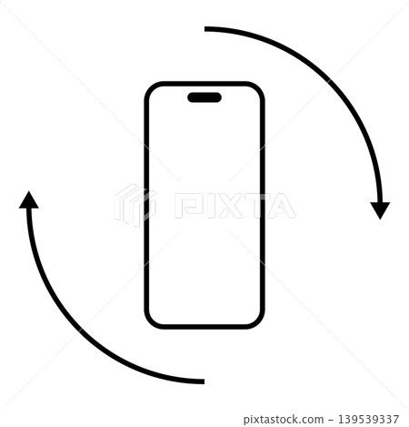Rotate phone icon illustration with smartphone and arrows mobile screen orientation symbol vertical and horizontal rotation sign simple minimal line design for app interface and user instruction Rotate phone icon illustration with smartphone and arrows mobile screen orientation symbol vertical and horizontal rotation sign simple minimal line design for app interface and user instruction 139539337
