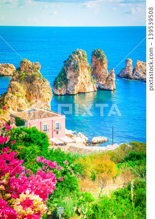 Scopello cliffs, Sicily Island, Italy Scopello cliffs, Sicily Island, Italy 139539508