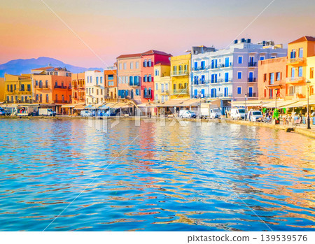 venetian habour of Chania, Crete, Greece venetian habour of Chania, Crete, Greece 139539576