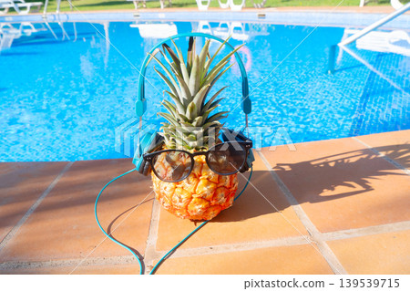 pinapple near swimming pool 139539715
