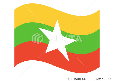 Waving flag of Myanmar isolated. Waving flag of Myanmar isolated. 139539922