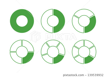 Wheel round divided green diagrams with one, two, three, four, five, six segments. Circle division on 1, 2, 3, 4, 5, 6 equal parts. Coaching black, infographic collection. Wheel round divided green diagrams with one, two, three, four, five, six segments. Circle division on 1, 2, 3, 4, 5, 6 equal parts. Coaching black, infographic collection. 139539932