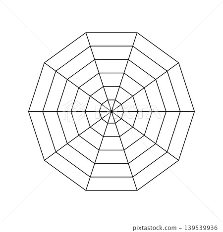 Spider, radar diagram. Decagon graphs template. Spider mesh. Diagram for statistic, analytics. Blank radar chart, ten equal parts. Flat grid 10 segments. Coaching tool. Spider, radar diagram. Decagon graphs template. Spider mesh. Diagram for statistic, analytics. Blank radar chart, ten equal parts. Flat grid 10 segments. Coaching tool. 139539936