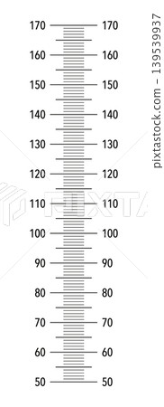 Double-side wall growth 170 cm sticker template isolated on a white background. Kids height chart from 50 cm to 170 centimeters. Wall meter or growth ruler. Double-side wall growth 170 cm sticker template isolated on a white background. Kids height chart from 50 cm to 170 centimeters. Wall meter or growth ruler. 139539937