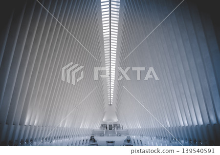 Symmetrical Interior Architecture Inside New York City Oculus Transportation Hub Symmetrical Interior Architecture Inside New York City Oculus Transportation Hub 139540591