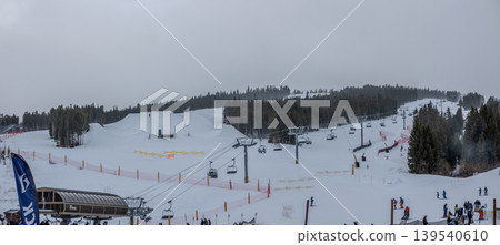 Breckenridge Ski Resort Colorado Base Area and Slopes with Skiers Chairlifts and Mountain Village Breckenridge Ski Resort Colorado Base Area and Slopes with Skiers Chairlifts and Mountain Village 139540610