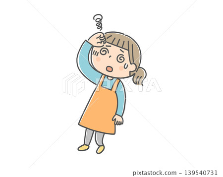 An illustration of a girl who is feeling dizzy. An illustration of a girl who is feeling dizzy. 139540731