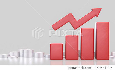 Rising Financial Growth Chart With Coins 3d render. Rising Financial Growth Chart With Coins 3d render. 139541206