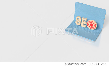 Laptop SEO Target Marketing Strategy 3d render. Laptop SEO Target Marketing Strategy 3d render. 139541236