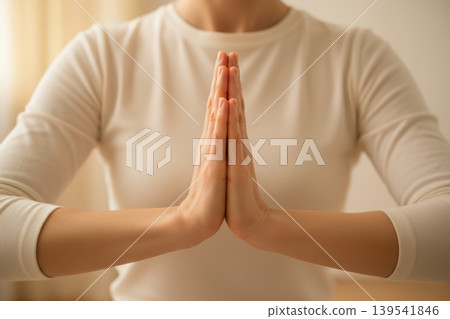 Close-up of hands in prayer or namaste gesture Close-up of hands in prayer or namaste gesture 139541846