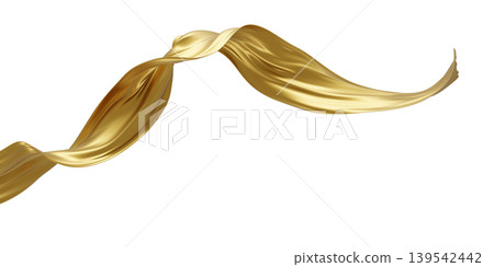 Gold luxury fabric isolated on white background with copy space 3D render Gold luxury fabric isolated on white background with copy space 3D render 139542442