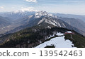 Aerial view of the Northern Alps and a mountain lodge. 139542463